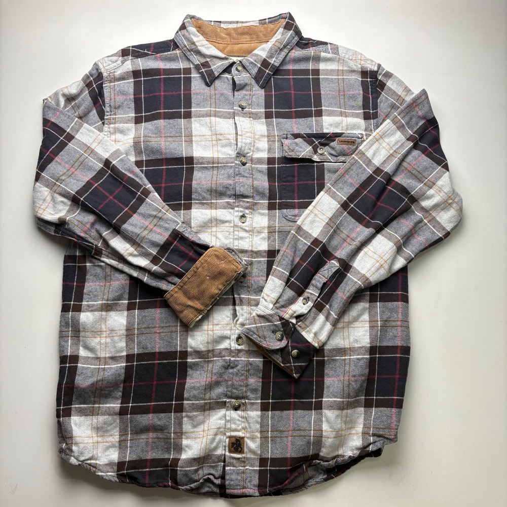 Legendary Whitetails Mens L Flannel Shirt Large Plaid Corduroy Collar Button Up